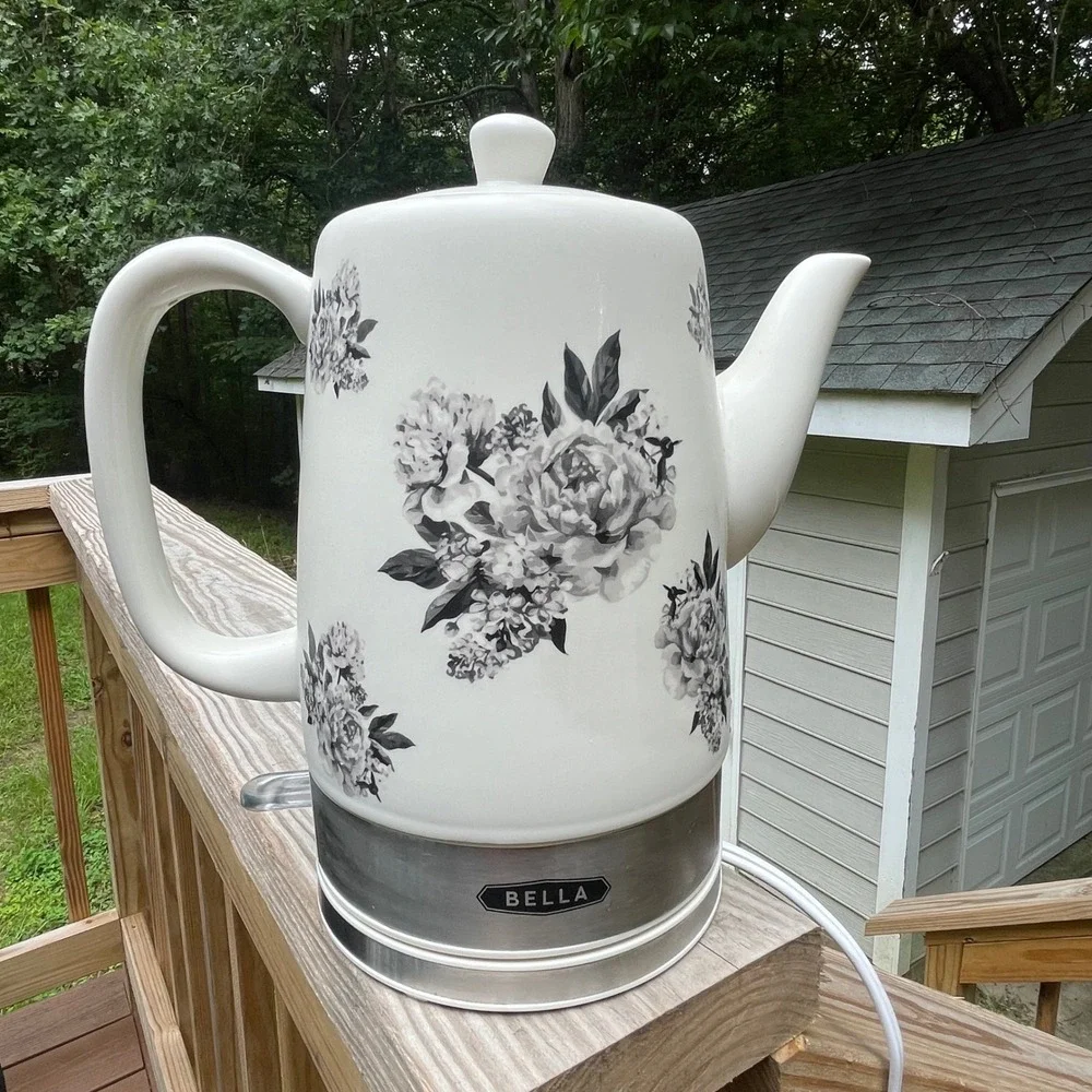 Bella Electric Ceramic Kettle 1.5L Black Floral 1500W KEG5808-UL Hot Water Tea